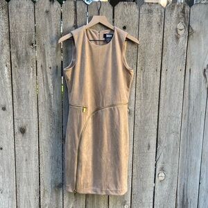 DKNY Zipper Faux Suede Sheath Dress